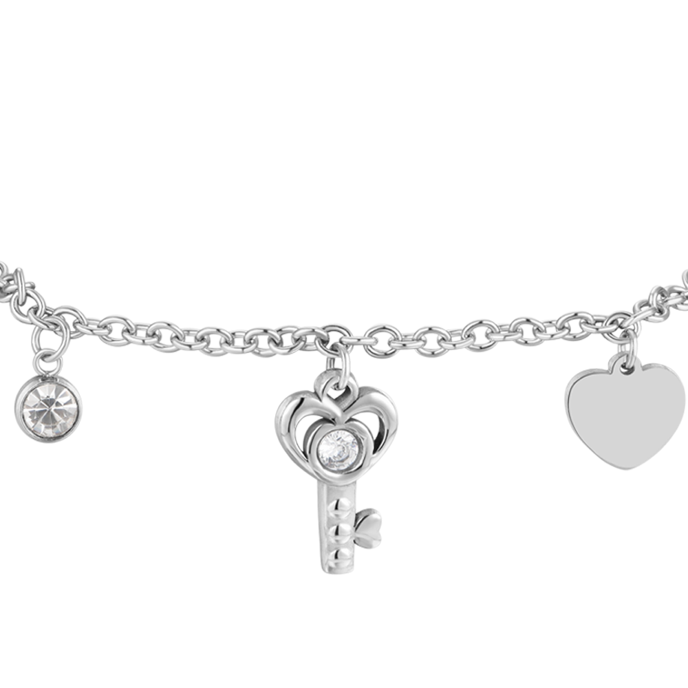 BRACELET CLÉ ET COEUR EN ACIER POUR FEMMES