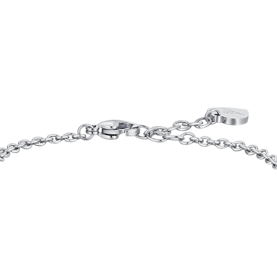 BRACELET FEMME EN ACIER AVEC TRÈFLE À QUATRE FEUILLES ET CŒUR