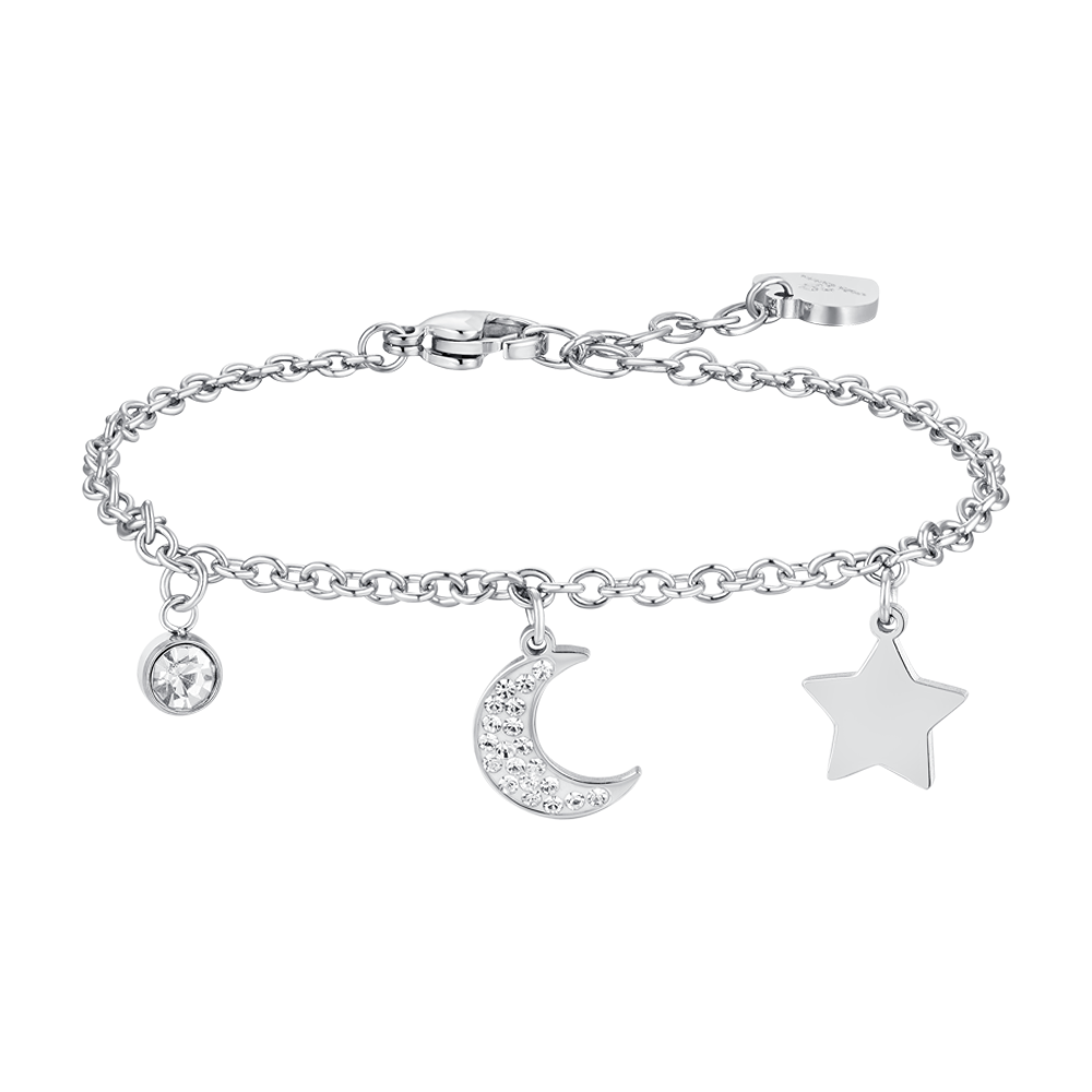 BRACELET FEMME LUNE ET ÉTOILE EN ACIER