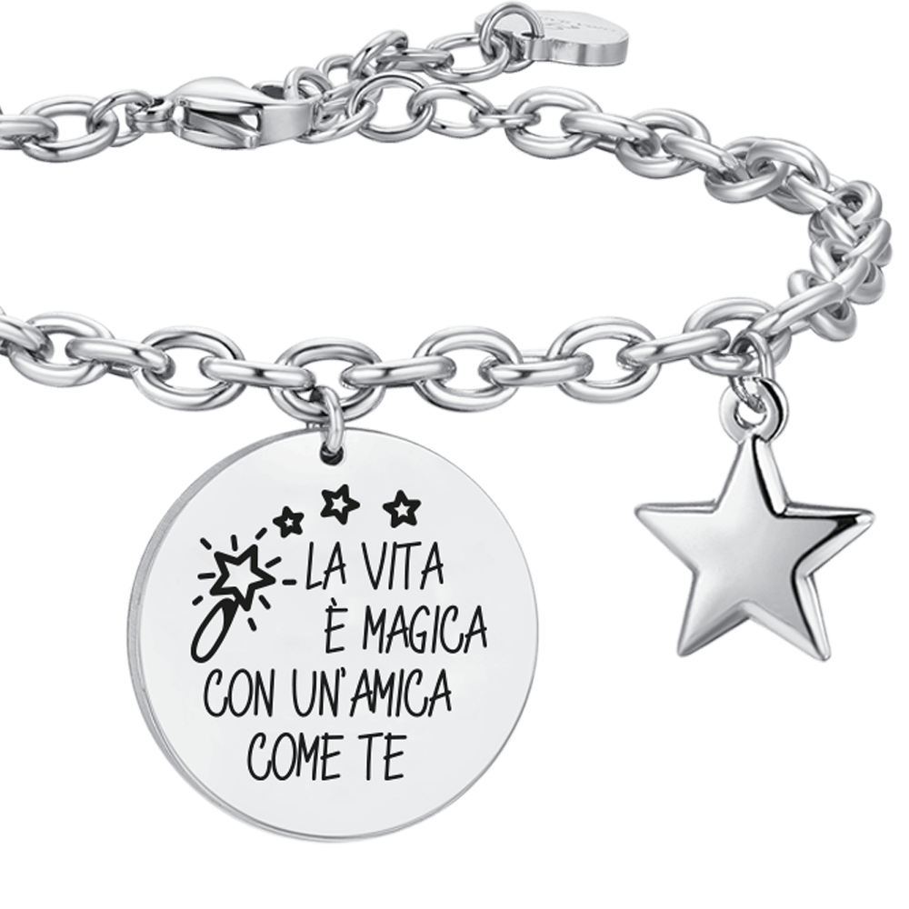 BRACCIALE DONNA IN ACCIAIO LA VITA E' MAGICA