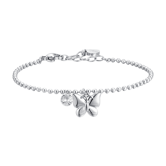 BRACCIALE DONN IN ACCIAIO FARFALLA E ZIRCONE