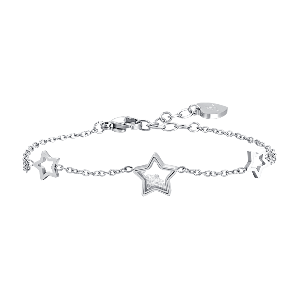 BRACCIALE DONNA IN ACCAIO STELLE E ZIRCONI