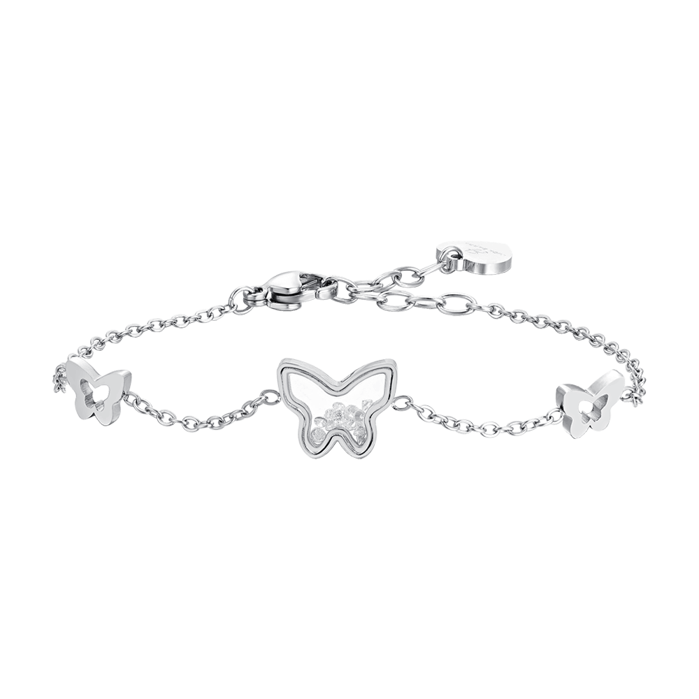 BRACELET FEMME EN ACIER AVEC PAPILLON ET ZIRCON CUBIQUE