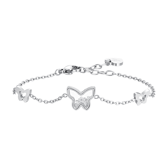 BRACELET FEMME EN ACIER AVEC PAPILLON ET ZIRCON CUBIQUE