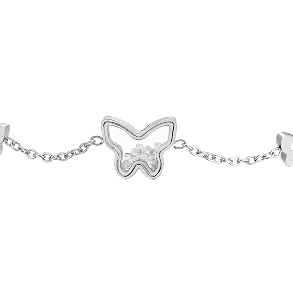 BRACELET FEMME EN ACIER AVEC PAPILLON ET ZIRCON CUBIQUE