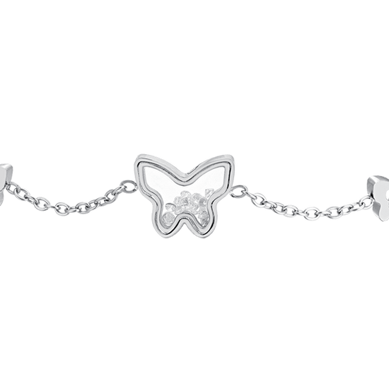 BRACELET FEMME EN ACIER AVEC PAPILLON ET ZIRCON CUBIQUE