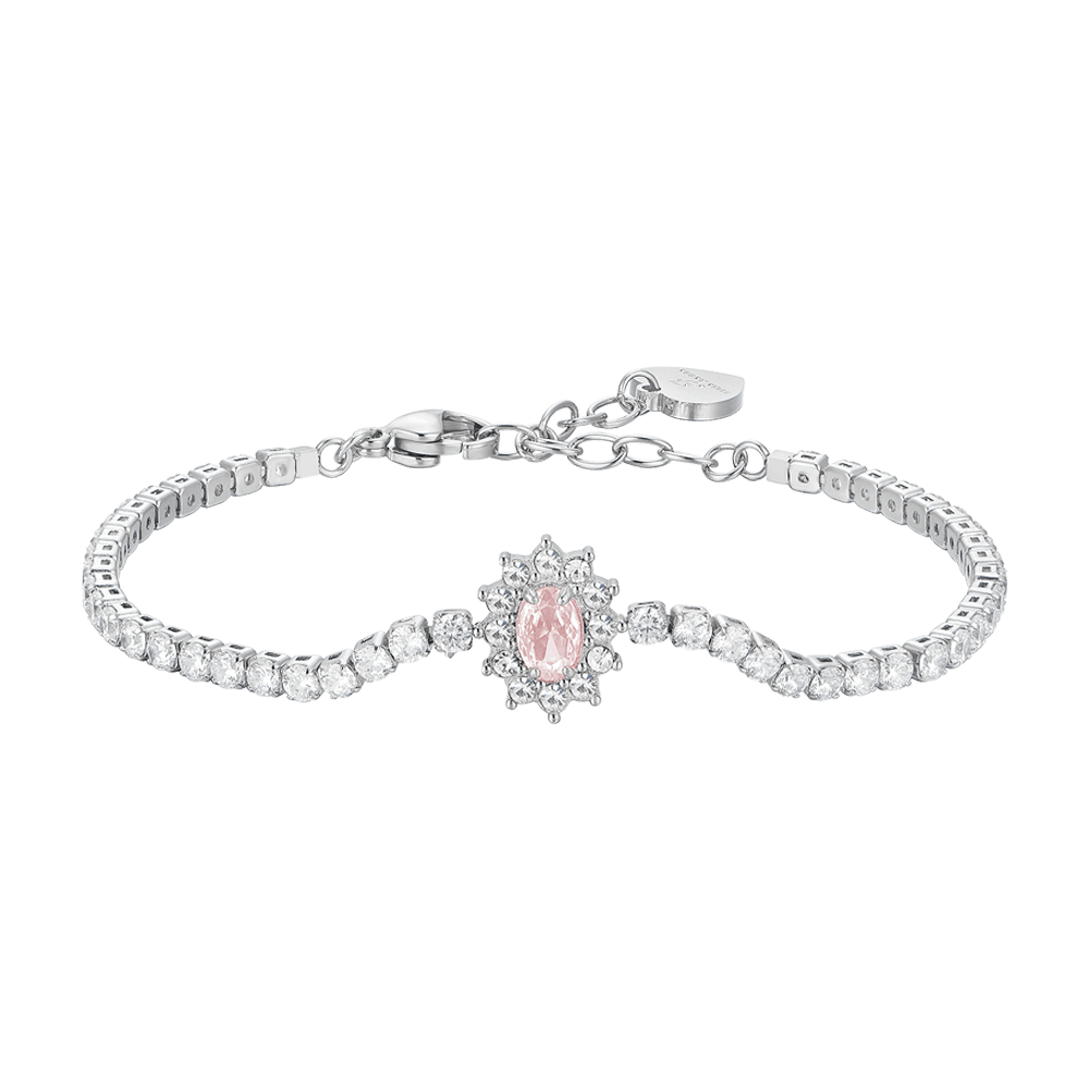 BRACCIALE TENNIS DONNA N ACCIAIO CRISTALLI E ZIRCONE ROSA