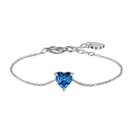 BRACCIALE DONNA IN ACCIAIO CON CUORE CRISTALLO BLU