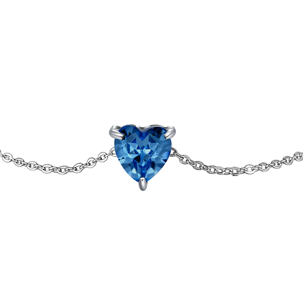 BRACCIALE DONNA IN ACCIAIO CON CUORE CRISTALLO BLU