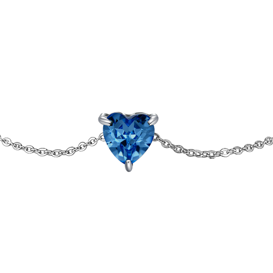 BRACCIALE DONNA IN ACCIAIO CON CUORE CRISTALLO BLU