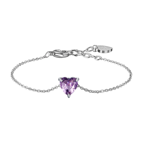 BRACCIALE DONNA IN ACCIAIO CON CUORE CRISTALLO VIOLA