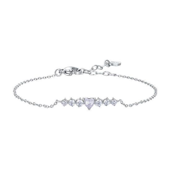 BRACELET POUR FEMME EN ACIER AVEC CŒUR ET CRISTAUX BLANCS