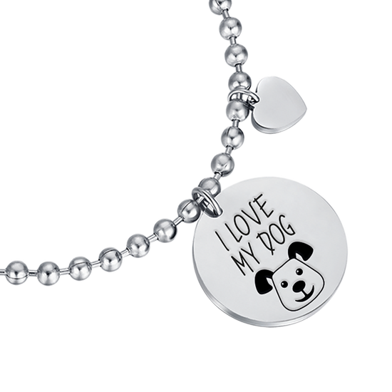 BRACELET EN ACIER "I LOVE MY DOG