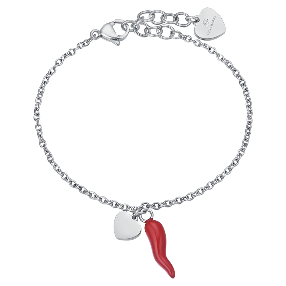 BRACELET POUR FEMME EN ACIER AVEC COEUR ET CORNE ROUGE Luca Barra