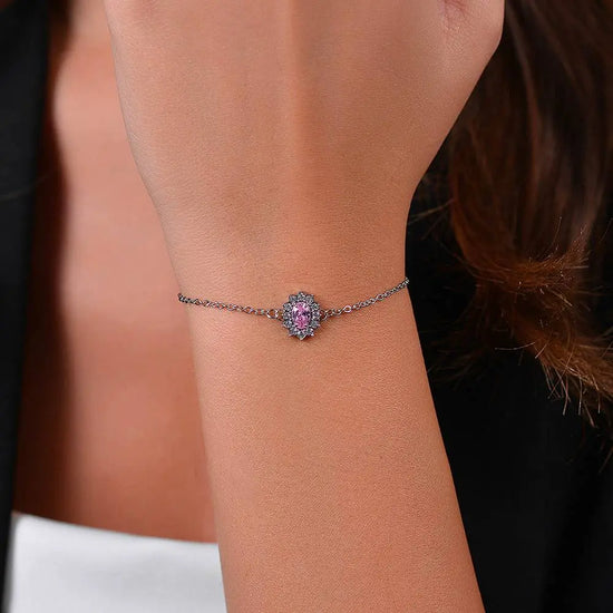 BRACCIALE DONNA IN ACCIAIO CRISTALLI E ZIRCONE ROSA Luca Barra