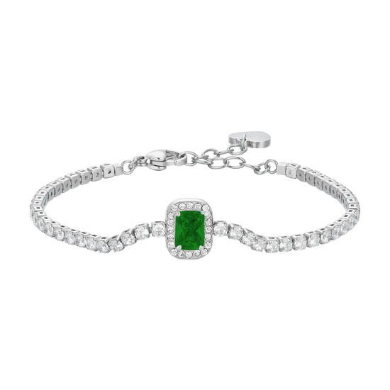 BRACCIALE TENNIS DONNA IN ACCIAIO CRISTALLI E ZIRCONE VERDE Luca Barra