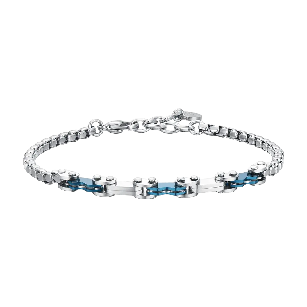 BRACCIALE UOMO IN ACCIAIO CON ELEMENTI IP BLU Luca Barra