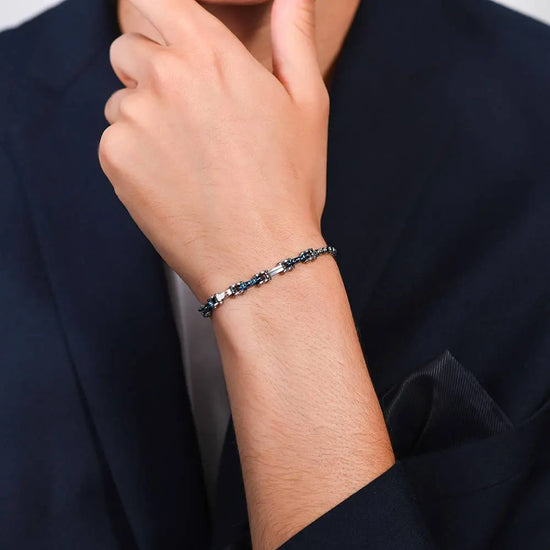 BRACCIALE UOMO IN ACCIAIO CON ELEMENTI IP BLU Luca Barra