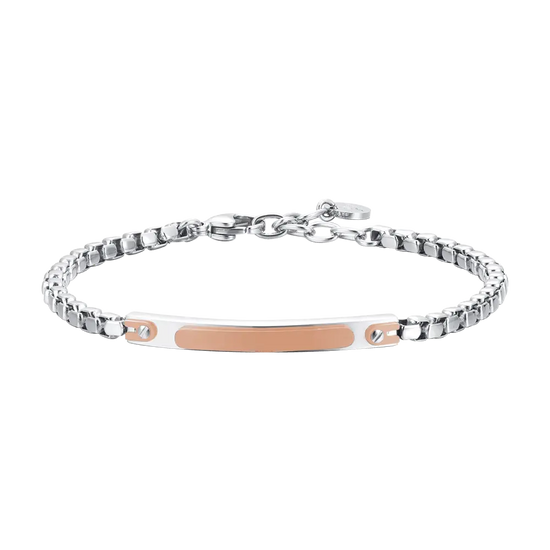 BRACCIALE UOMO IN ACCIAIO CON PIASTRA IP ROSE Luca Barra