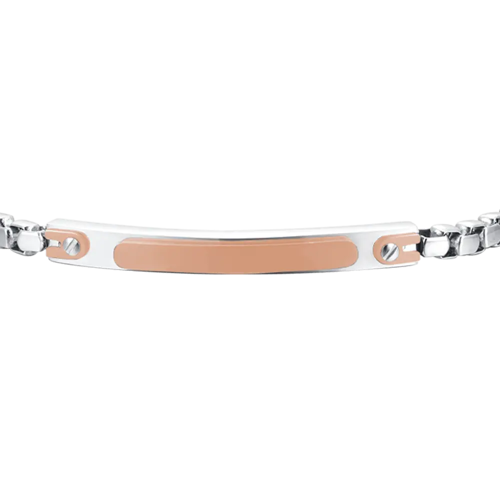 BRACCIALE UOMO IN ACCIAIO CON PIASTRA IP ROSE Luca Barra