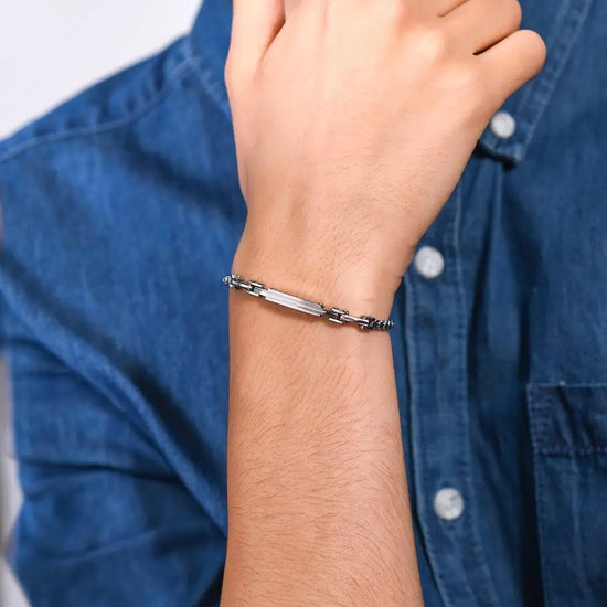 BRACCIALE UOMO IN ACCIAIO PIASTRA ED ELEMENTI Luca Barra