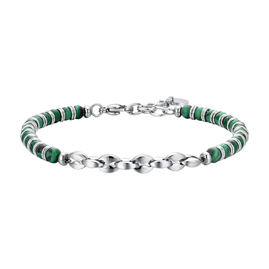 BRACELET POUR HOMME EN ACIER, PIERRES VERTES ET ÉLÉMENTS Luca Barra