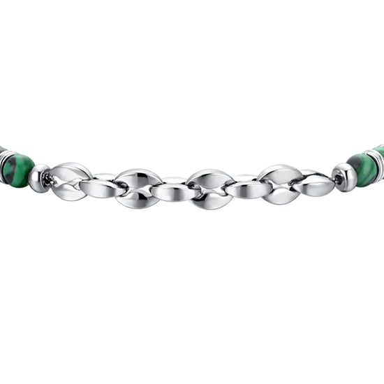 BRACELET POUR HOMME EN ACIER, PIERRES VERTES ET ÉLÉMENTS Luca Barra