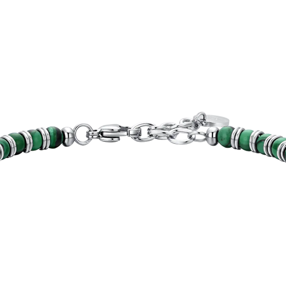 BRACELET POUR HOMME EN ACIER, PIERRES VERTES ET ÉLÉMENTS Luca Barra