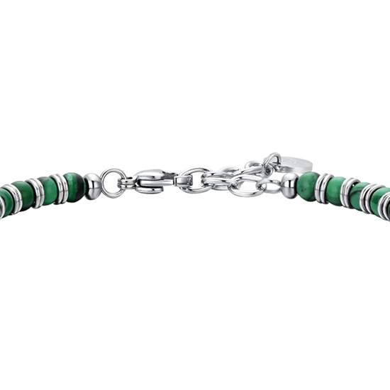 BRACELET POUR HOMME EN ACIER, PIERRES VERTES ET ÉLÉMENTS Luca Barra