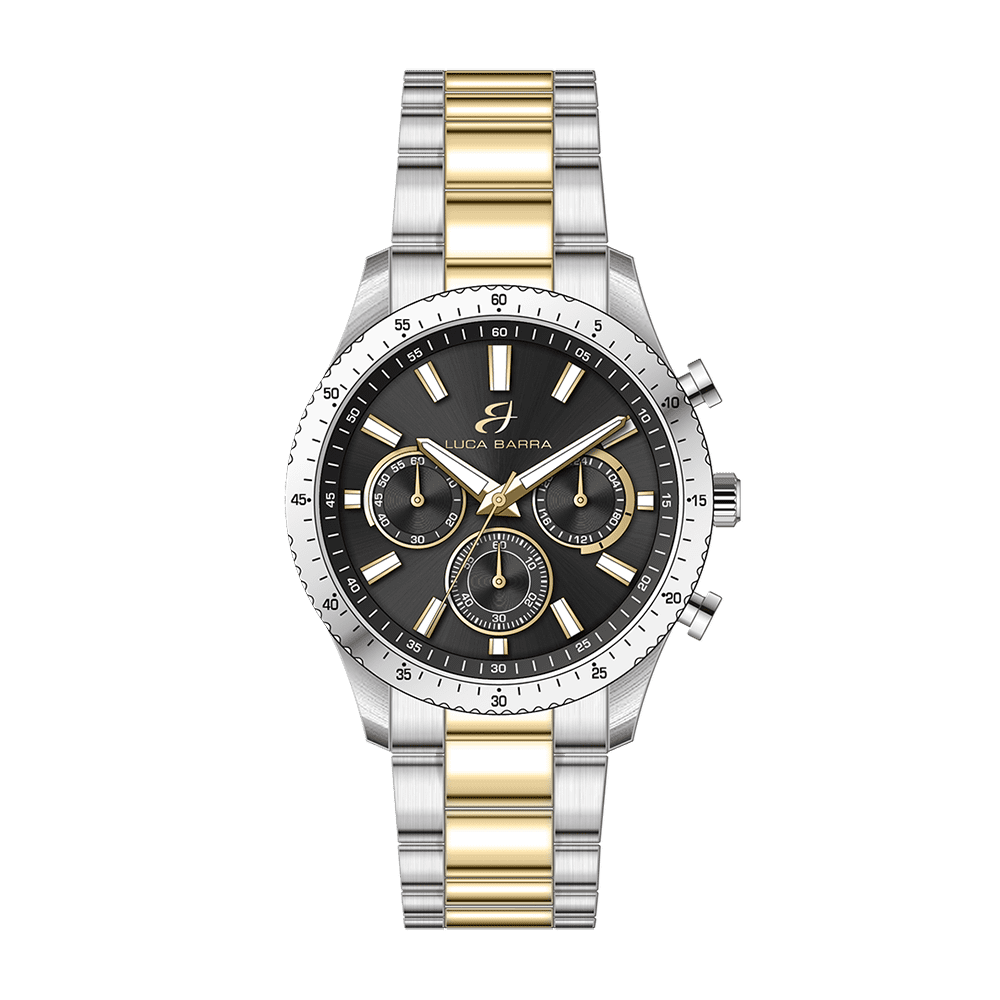 HORLOGE HOMME EN ACIER INOXYDABLE AVEC DIAMÈTRE NOIR Luca Barra