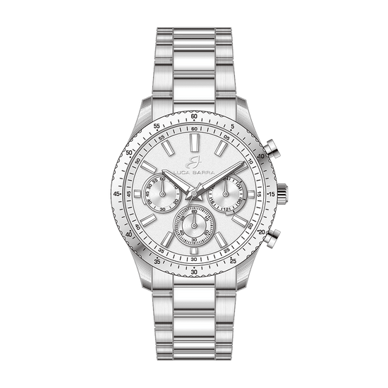 MONTRE EN ACIER POUR HOMMES CADRAN BLANC