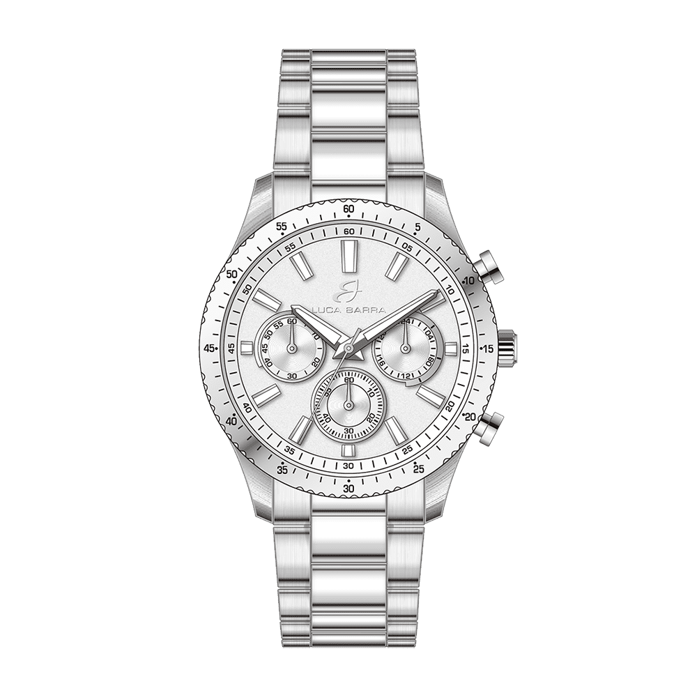 MONTRE EN ACIER POUR HOMMES CADRAN BLANC