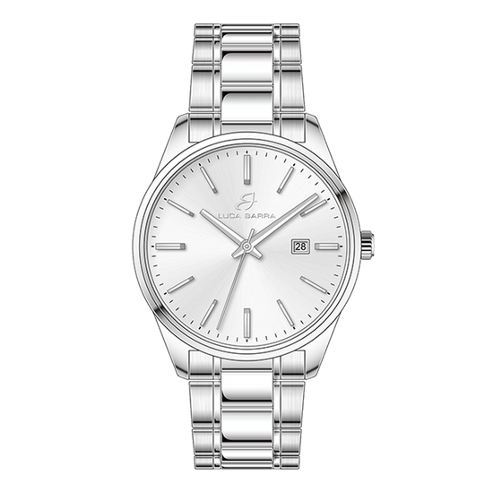 MONTRE EN ACIER POUR HOMMES CADRAN BLANC