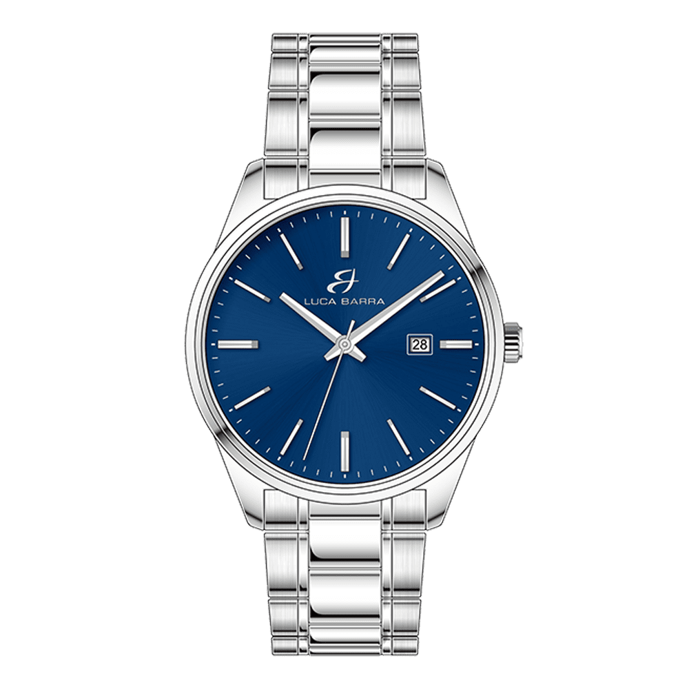 MONTRE HOMME EN ACIER CADRAN BLEU