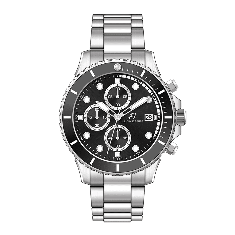 MONTRE HOMME EN ACIER CADRAN NOIR