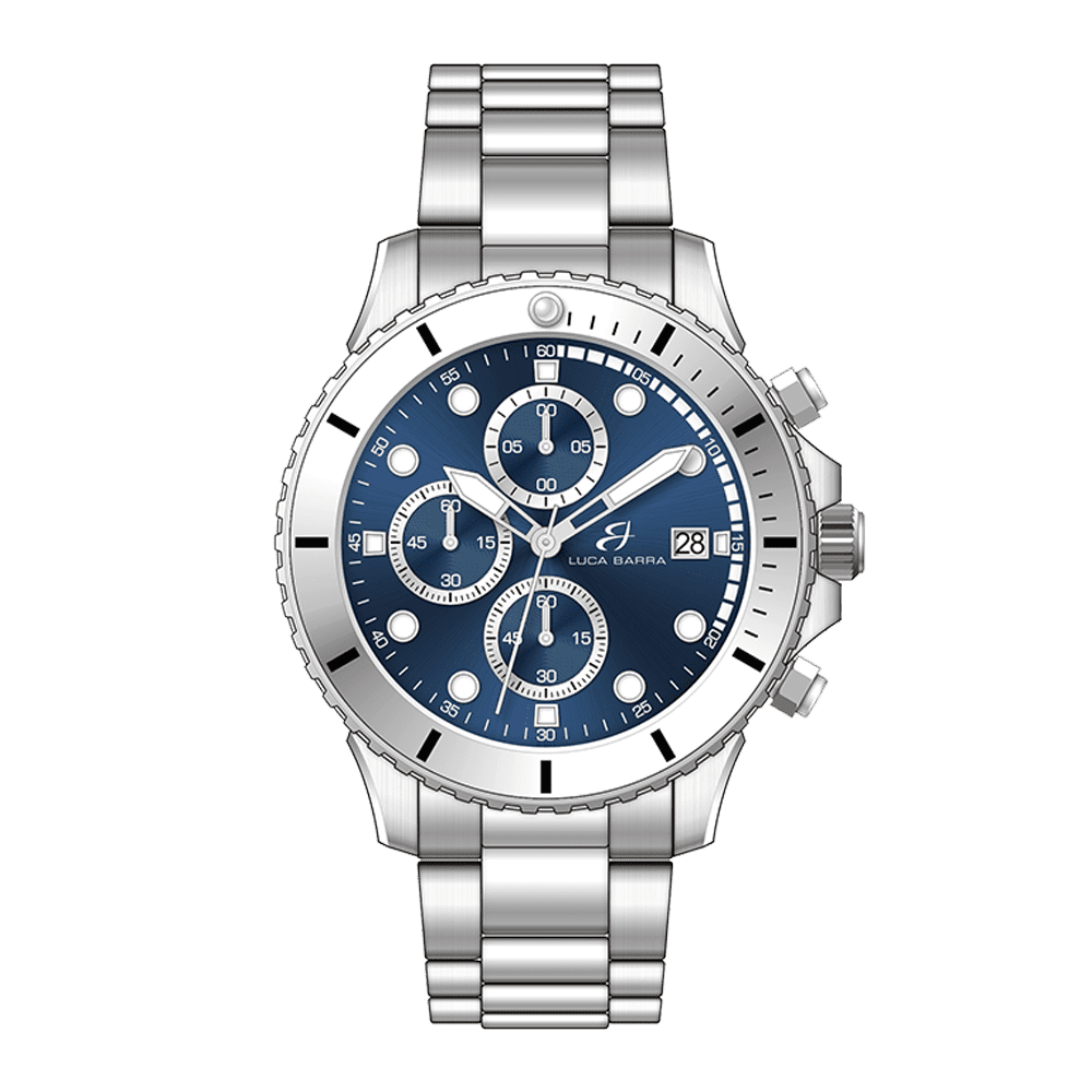 MONTRE HOMME EN ACIER CADRAN BLEU