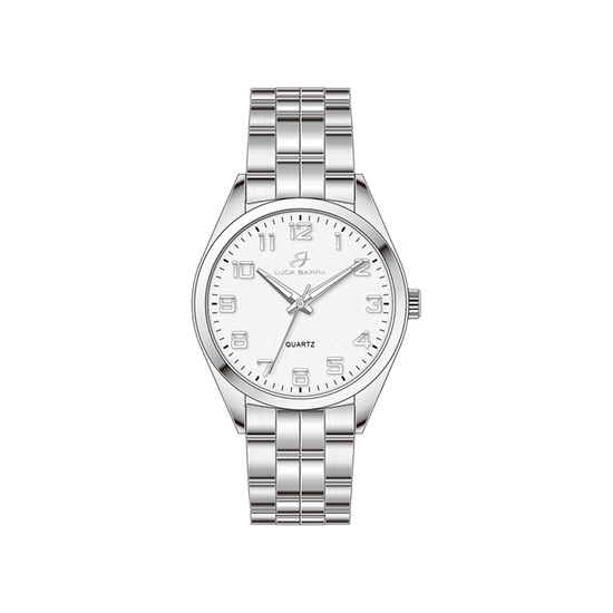 MONTRE EN ACIER POUR HOMMES CADRAN BLANC