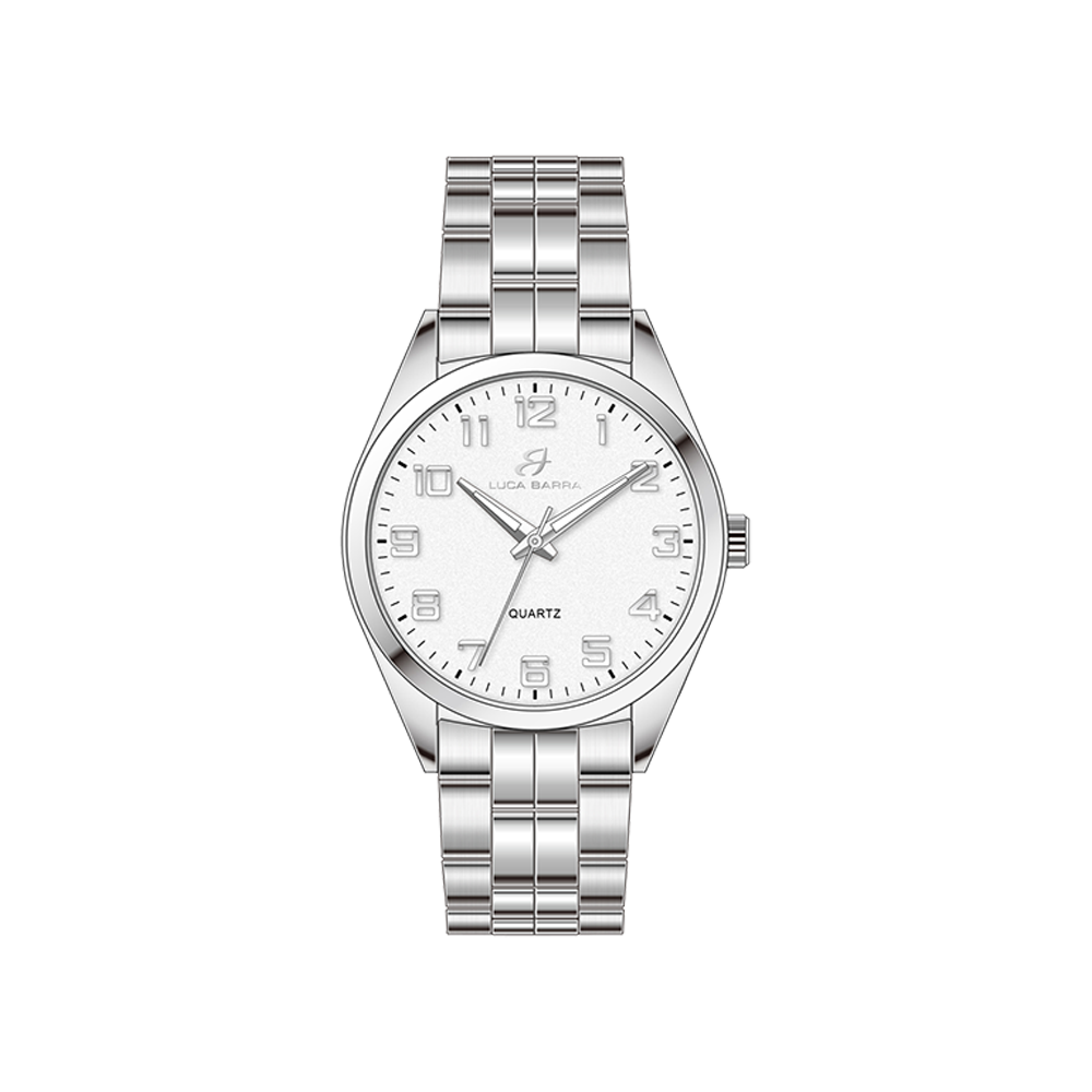 MONTRE EN ACIER POUR HOMMES CADRAN BLANC