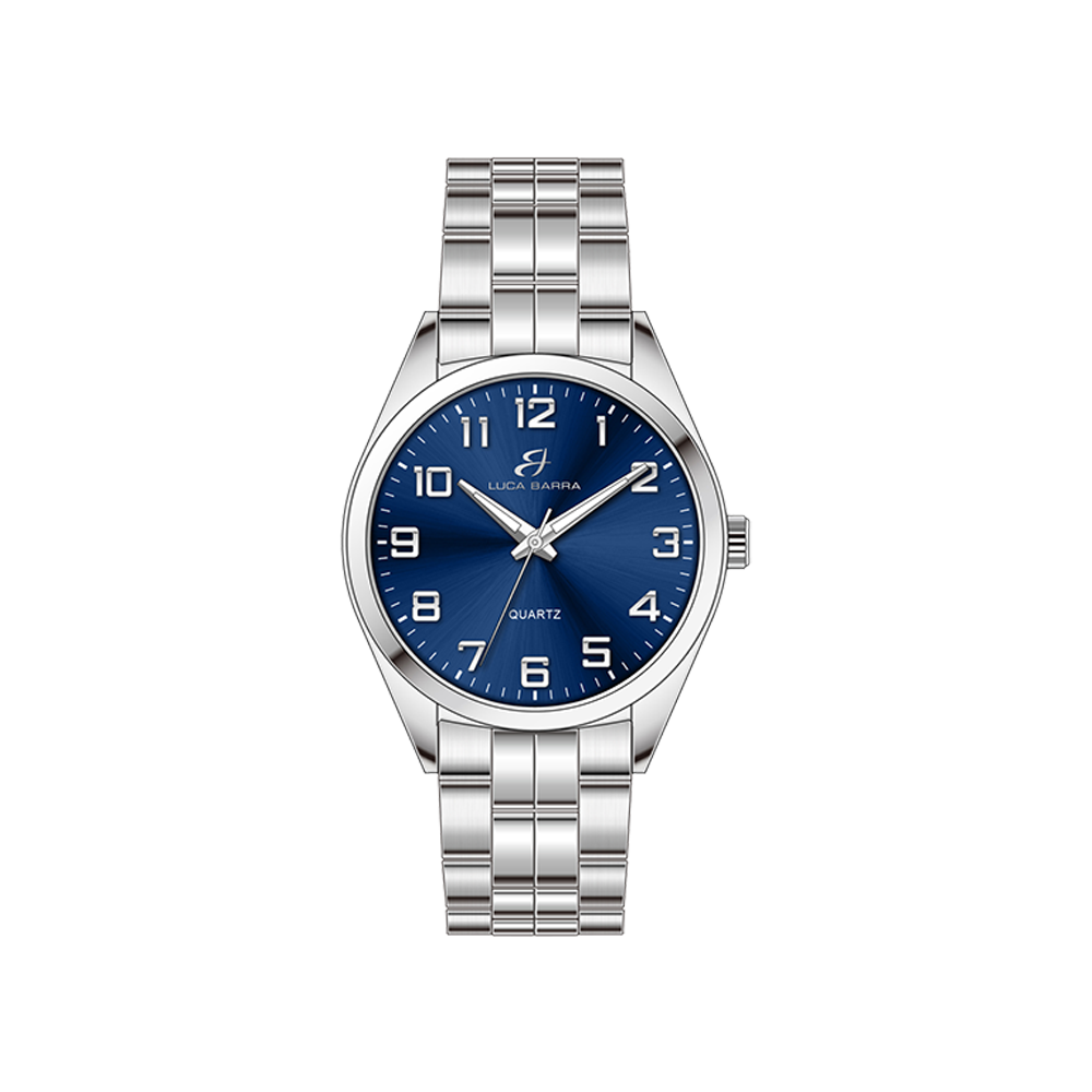 MONTRE HOMME EN ACIER CADRAN BLEU