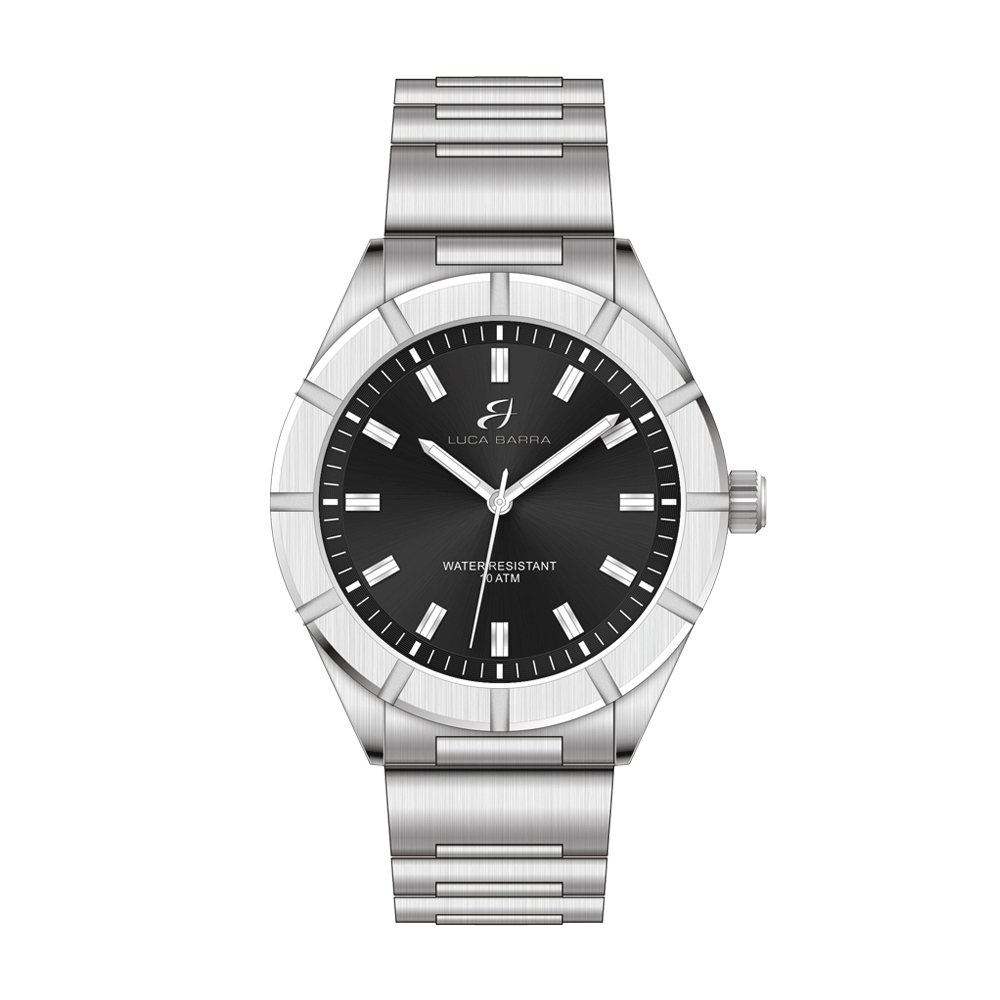 MONTRE HOMME EN ACIER CADRAN NOIR