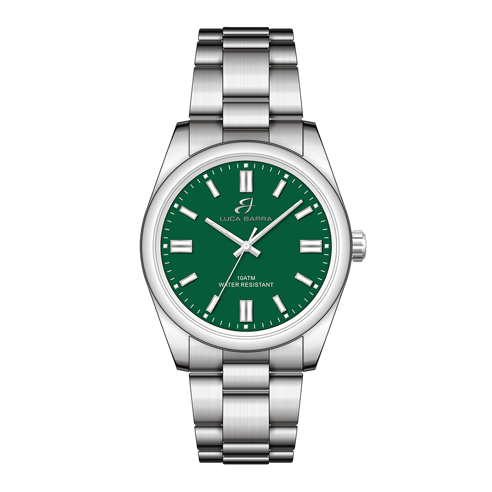 MONTRE EN ACIER AVEC CADRAN VERT