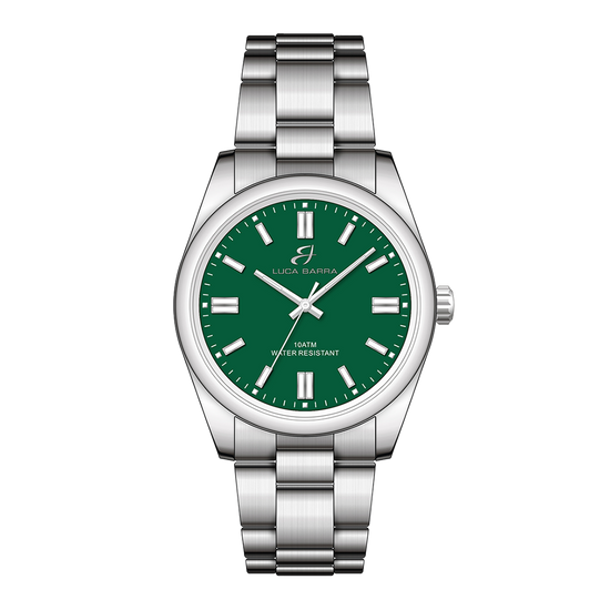 MONTRE EN ACIER AVEC CADRAN VERT