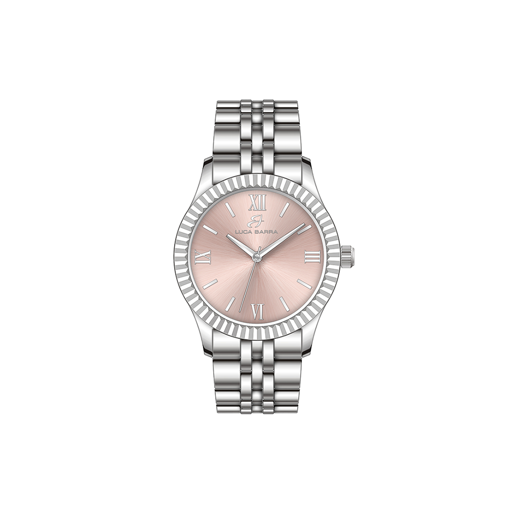 MONTRE POUR DAMES AVEC BOÎTIER EN ACIER ET CADRAN ROSE