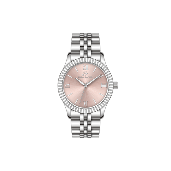 MONTRE POUR DAMES AVEC BOÎTIER EN ACIER ET CADRAN ROSE