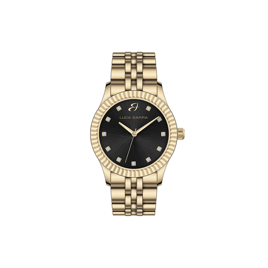 MONTRE POUR DAMES AVEC BOÎTIER EN ACIER ET CADRAN NOIR