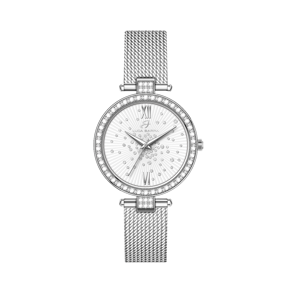 MONTRE EN ACIER POUR DAMES AVEC CADRAN EN CRISTAL BLANC