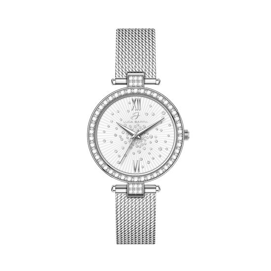 MONTRE EN ACIER POUR DAMES AVEC CADRAN EN CRISTAL BLANC