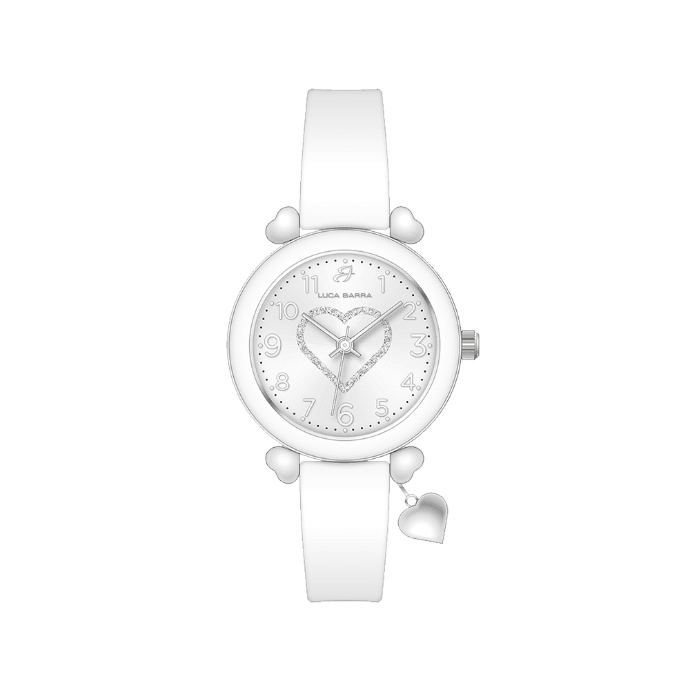 MONTRE FEMME EN SILICONE BLANC AVEC COEUR