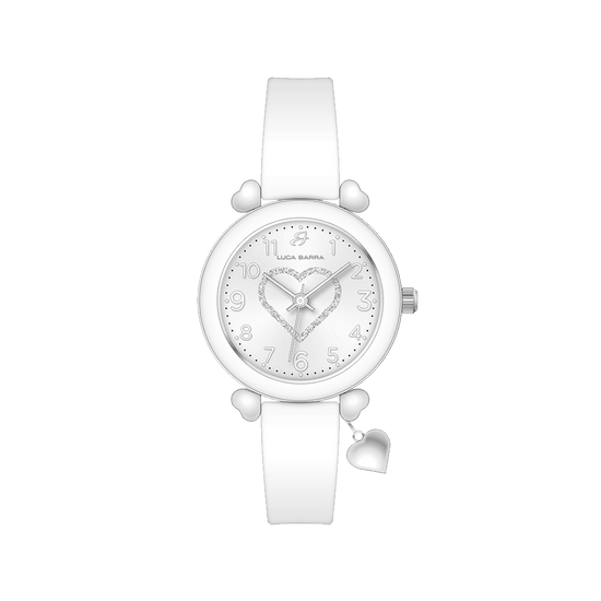 MONTRE FEMME EN SILICONE BLANC AVEC COEUR