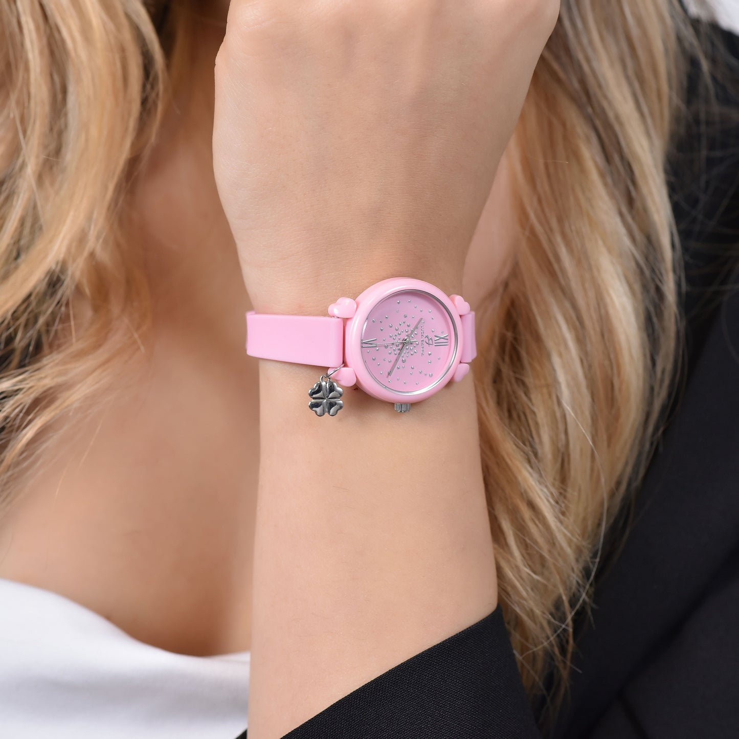 MONTRE FEMME SILICONE LILAS ET CRISTAUX BLANCS Luca Barra